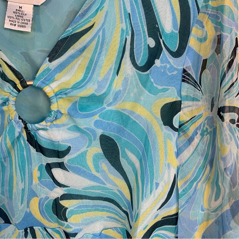 Allison Taylor VTG y2k Printed 100% Silk Blouse - Picture 11 of 14